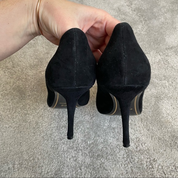 Charles Jourdan Paris Black Suede Pointed Toe High Heel Pumps EUC Size 8.5 - Picture 6 of 9